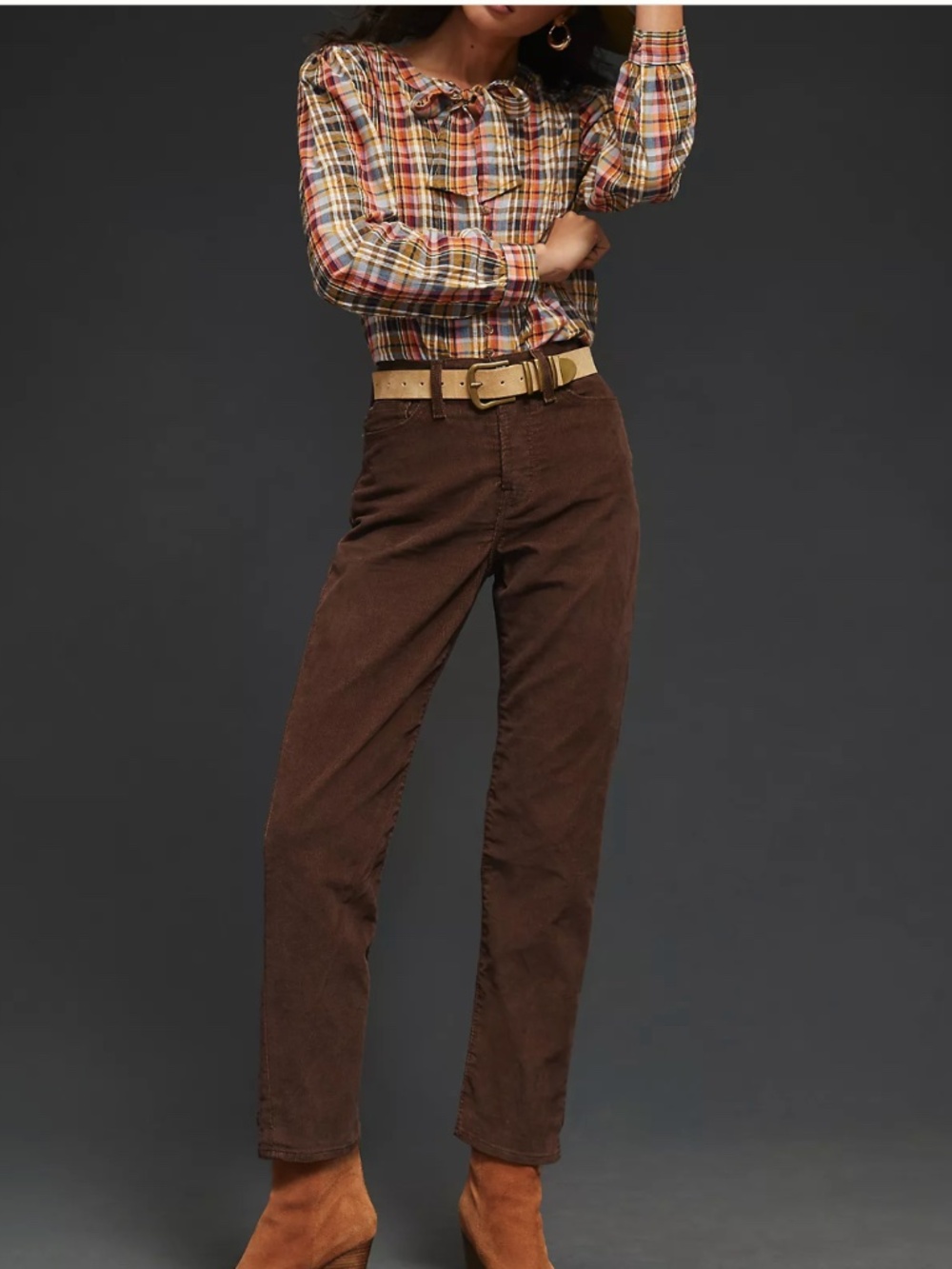 Levi's Wedgie High-Rise Straight Cotton Corduroy Jeans Brown Size 31